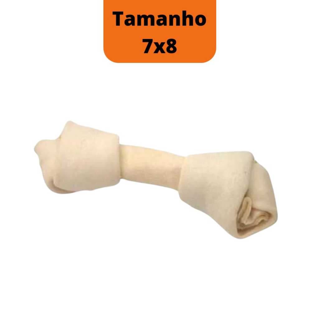 Osso Nó 7x8 Natural Petisco de Couro Para Cães Ricosso Escolha a Quantidade