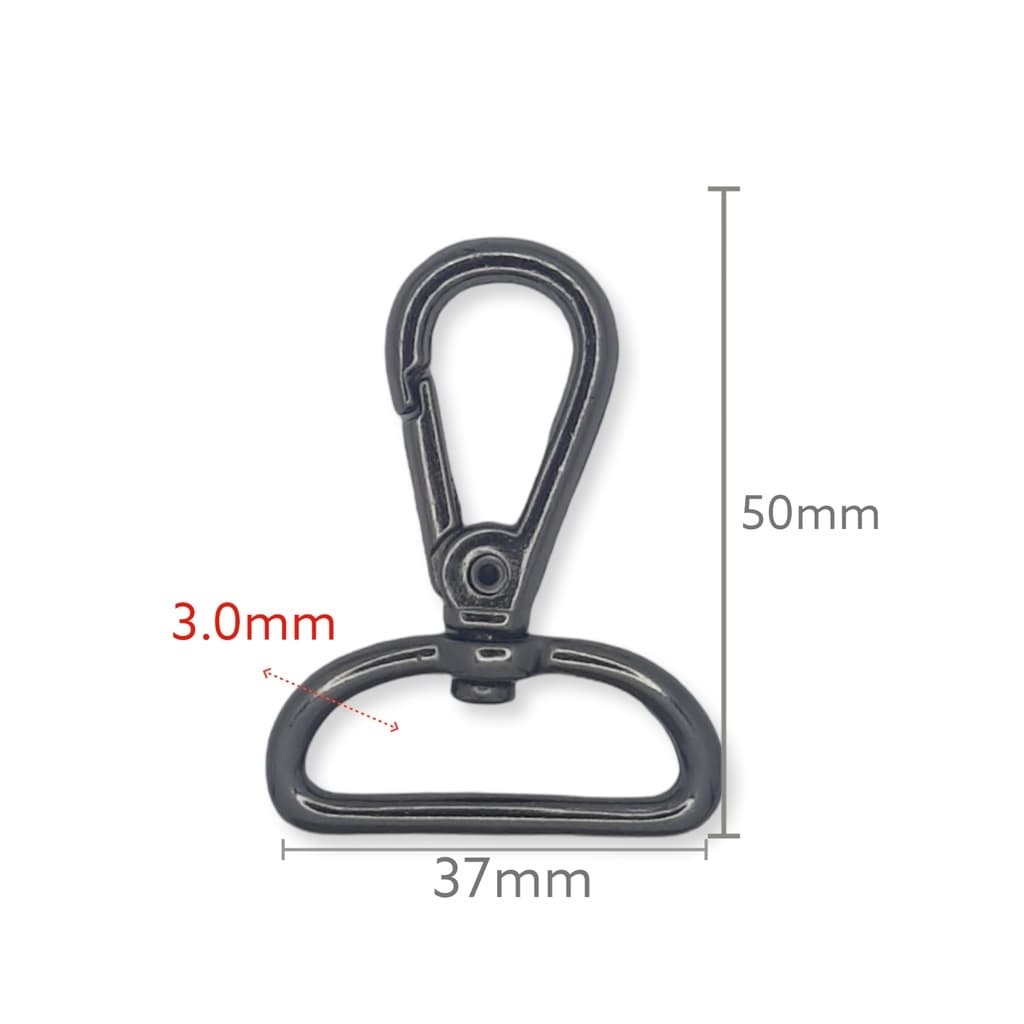 10 Mosquetão Luxo Grafite 30mm para bolsas Mochilas