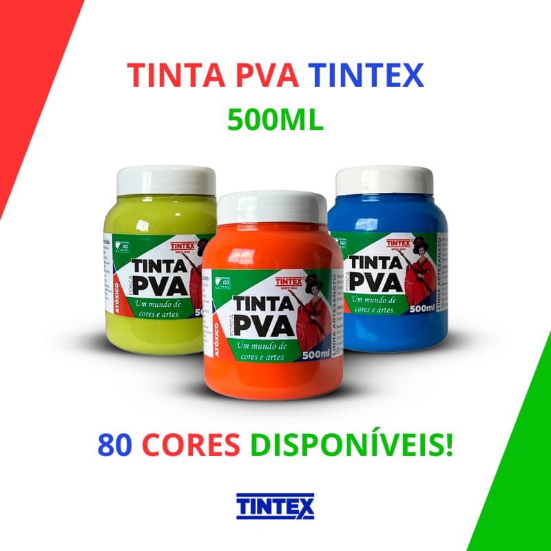 Tinta PVA Fosca 500ml - TINTEX | Artesanato, pintura, MDF