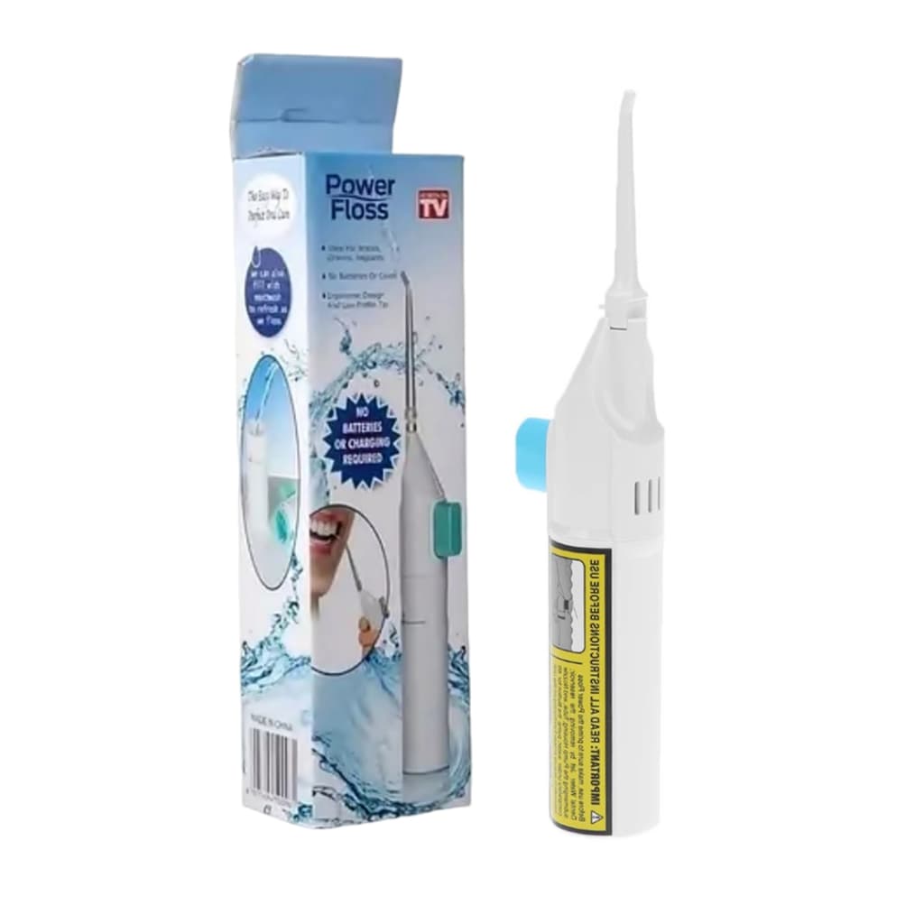 Irrigador Bucal Power Floss Jato de Água Limpeza Oral Manual Sem Pilhas