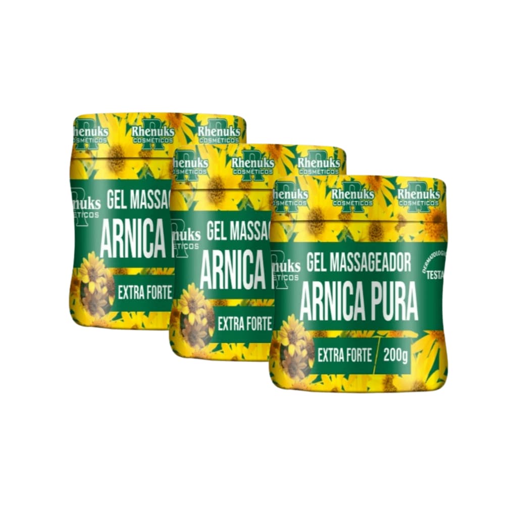 Kit 3 Gel Massageador Arnica Pura Extra Forte 200g - Alivio Das Dores Musculares