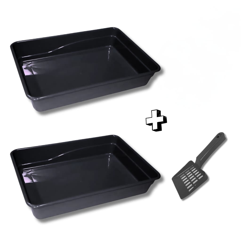 Kit 2 Caixas de Areia + 1 Pazinha para Gato Bandeja de Plástico Sanitária Pet Gatinho