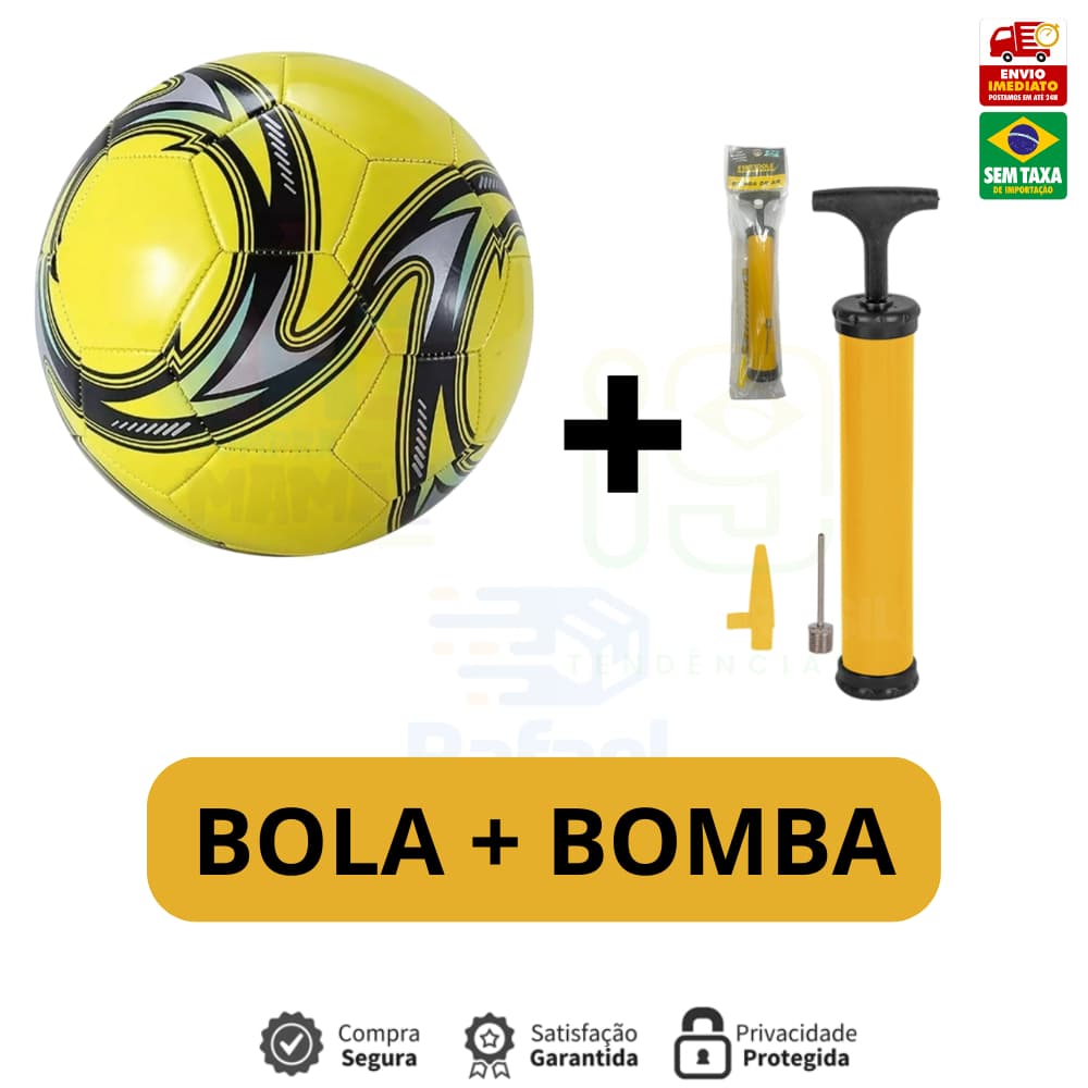 1 Bola de Futebol + 1 Bomba de Ar Manual Portátil Para Encher Bola Tamanho Oficial Couro Sintético