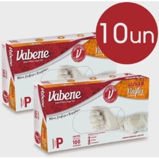 Kit 1000 Luvas Viniflex Descartável 10 Caixas C/100 Unidades Não é Vinil Vabene - Preto ou Transparente