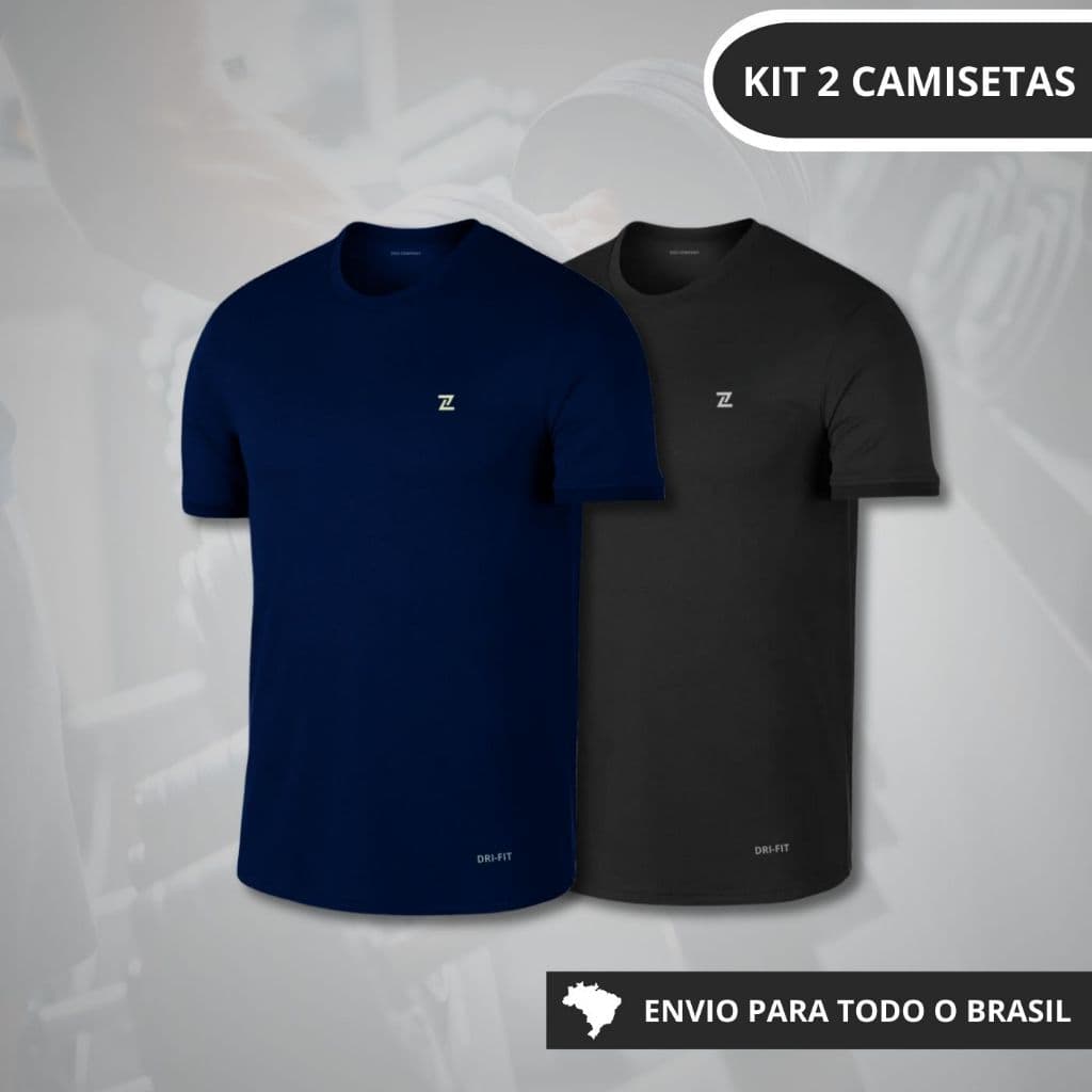 Kit com 2 Camisetas Masculinas Academia Dry Fit Esportiva Refletiva Plus Size