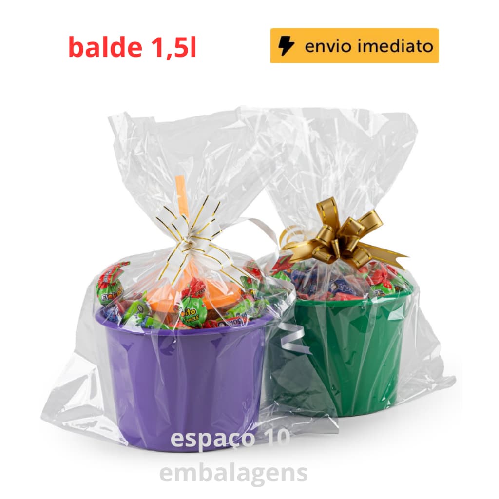 saco BRILHANTE p/ BALDE DE PIPOLA 1,5L saquinho plástico transparente alta qualidade tipo celofane