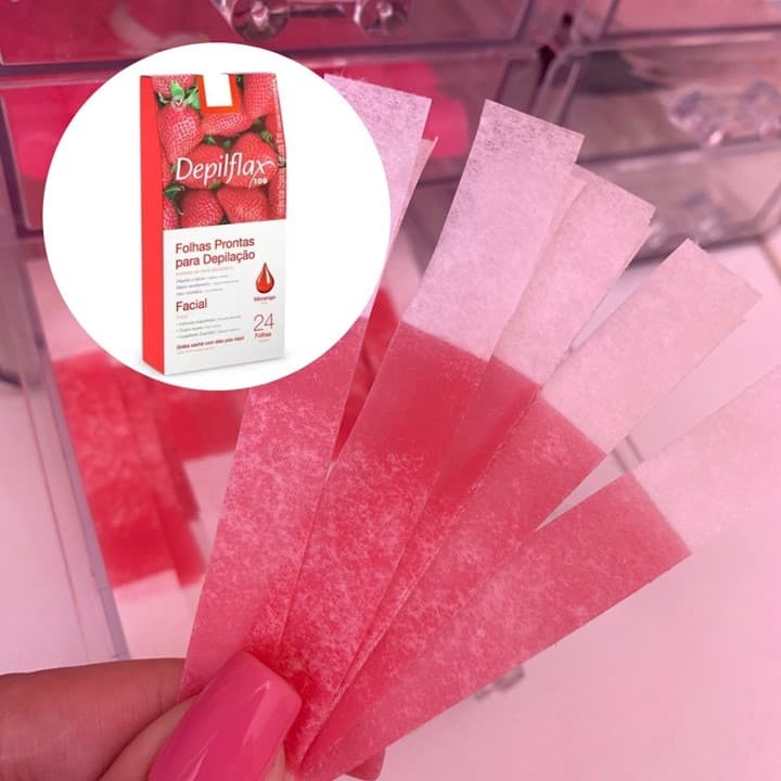 200 tiras (100 duplas) cera para Sobrancelhas facial Depilflax Original Sortidos Morango Hortela Mel
