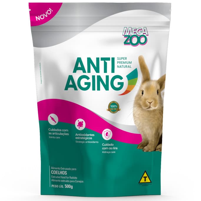 Ração Extrusada Anti Aging Megazoo Coelhos 500g