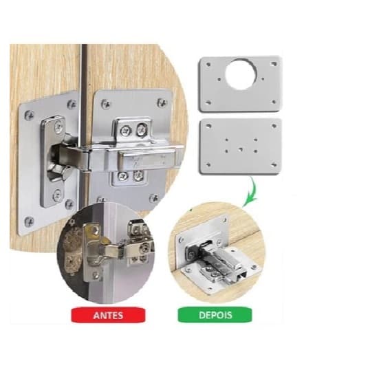 10 Placas De Reparo De Dobradiça Para Armário MDF Porta Cozinha