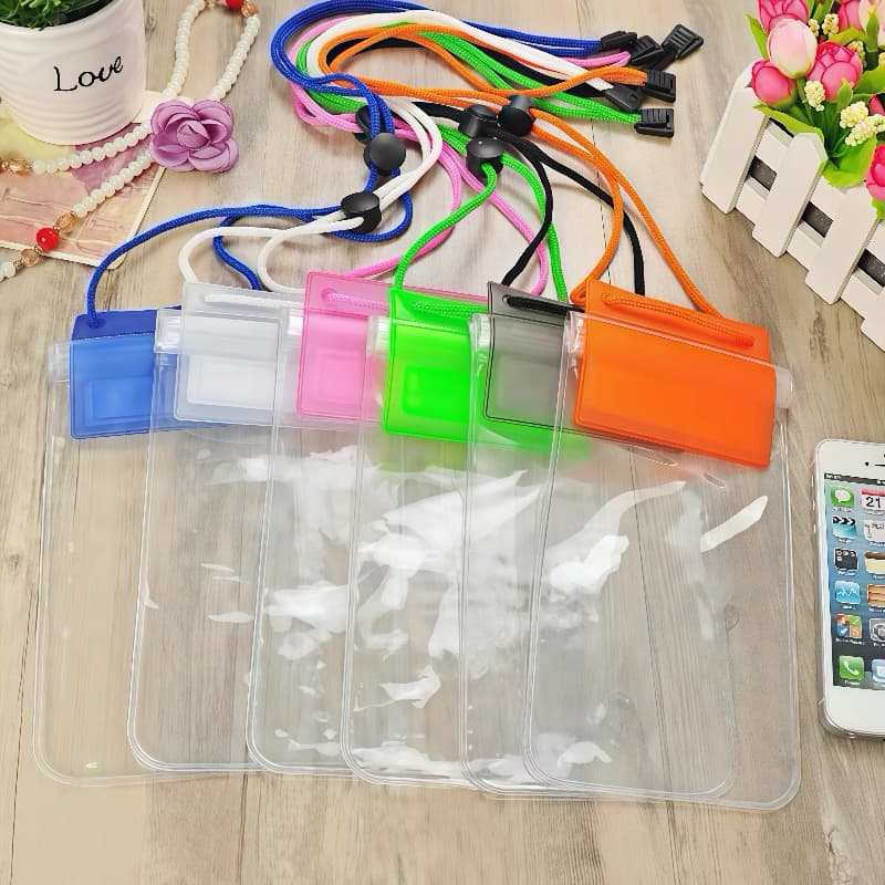 KIT 5 Capa Celular Bolsa Case Estanque A Prova D'água Transparente Universal Praia Piscina Viajar Promoção