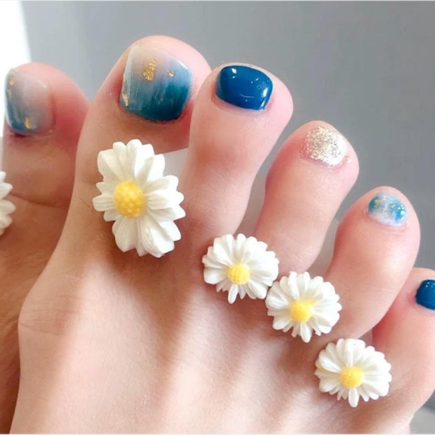 8 Pçs de Separador de Dedo dos Pés Silicone Decorado Flor e Pérola Para Casa E Salão Aplicação Pedicure