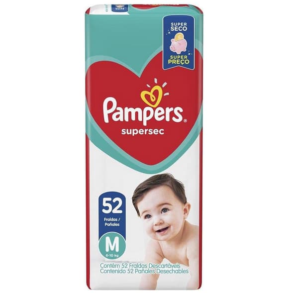 Fralda Pampers Supersec Hiper M - 52 Tiras