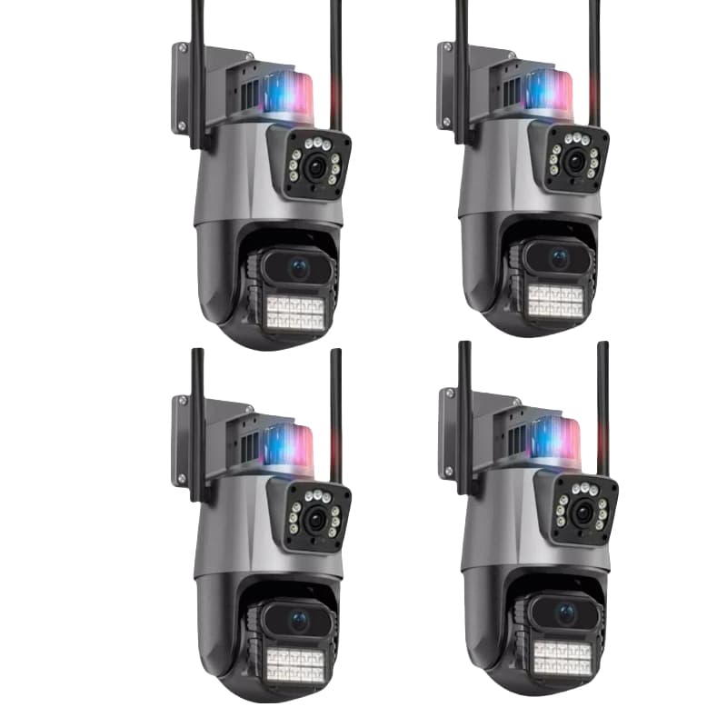 âmera de segurança Wi-Fi externa com 2 lentes, 360°, zoom óptico, visão noturna, à prova d'água