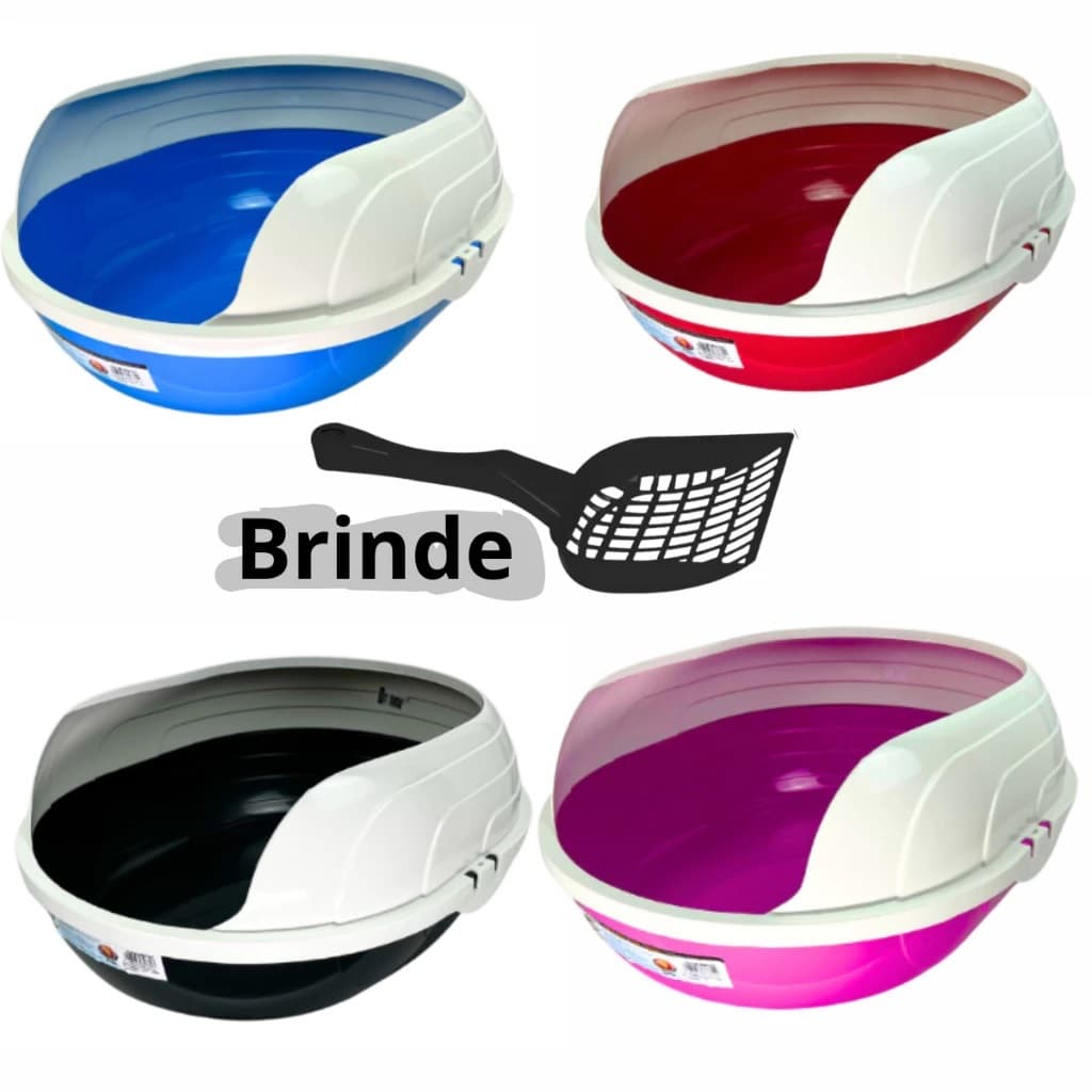 Caixa de Areia Sanitária Bandeja Higiênica Furba Com Arco para Gatos + PÁ Higiênica - FURACÃO PET