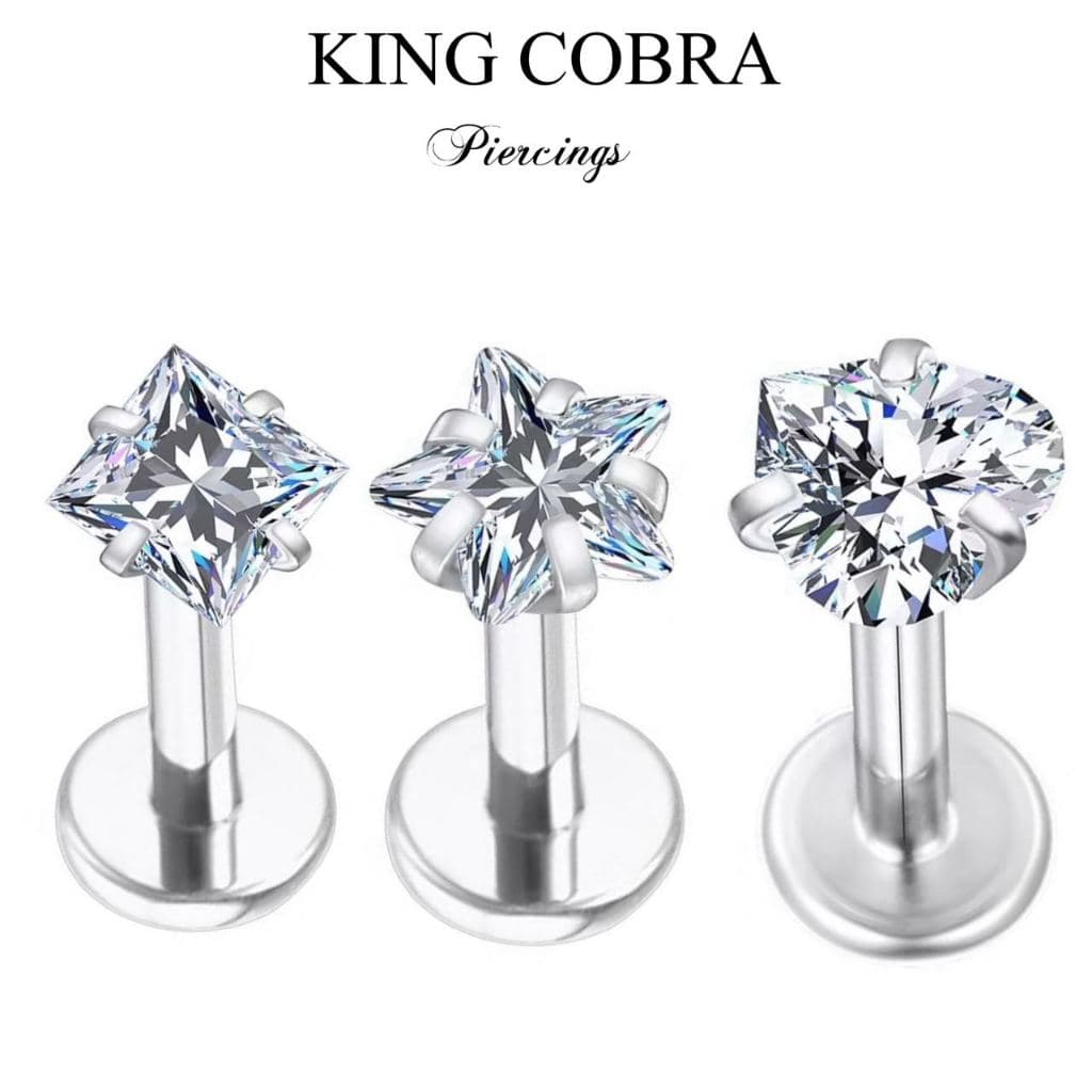 Piercing Labret Zircônia Aço Cirúrgico | Helix, Tragus, Conch, Nariz, Boca-Medusa Piercing de Orelha Tragus KA501