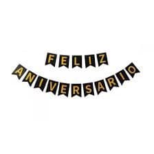 faixa feliz aniversário cartonado para de coracao de festa 4 cores