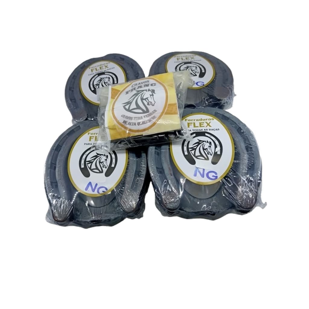 Ferraduras com guarda casco 4 jgs (4/0 a n.6) + 100 cravos Franc