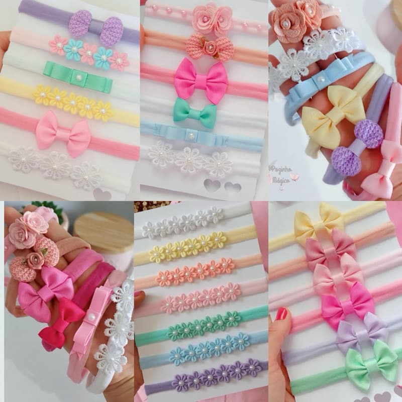 Kit de Laços para bebês na tiarinha meia de seda,  kit para pra enxoval de maternidade, lacinhos, meninas