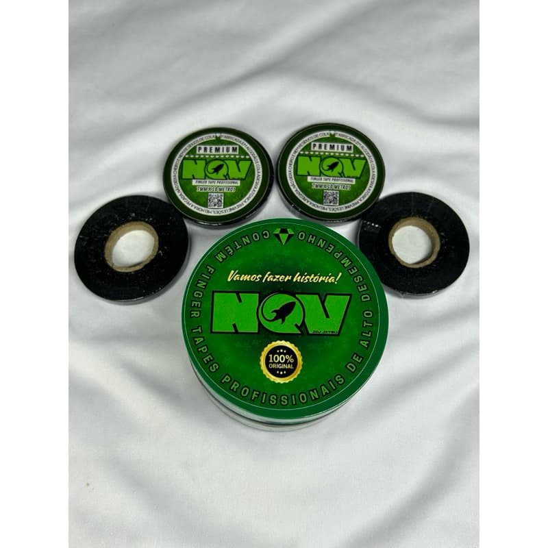 Kit 4 NQV Tapes PRETA NQV 7mmx10m + Estojo - 40 Metros de NQV Tape PRETA PREMIUM para Jiu-jitsu/judô
