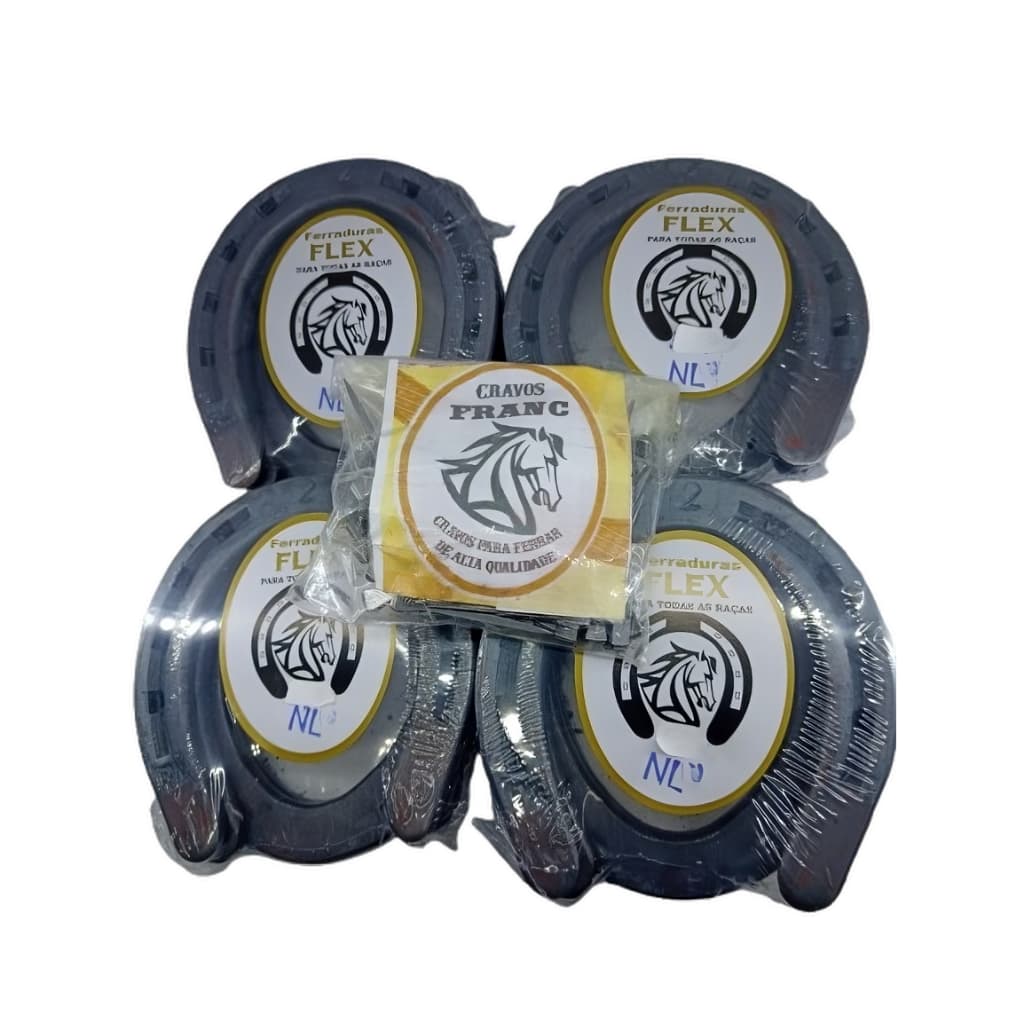 Ferraduras sem guarda casco 4 jgs (2/0 a n.5) + 100 cravos Franc