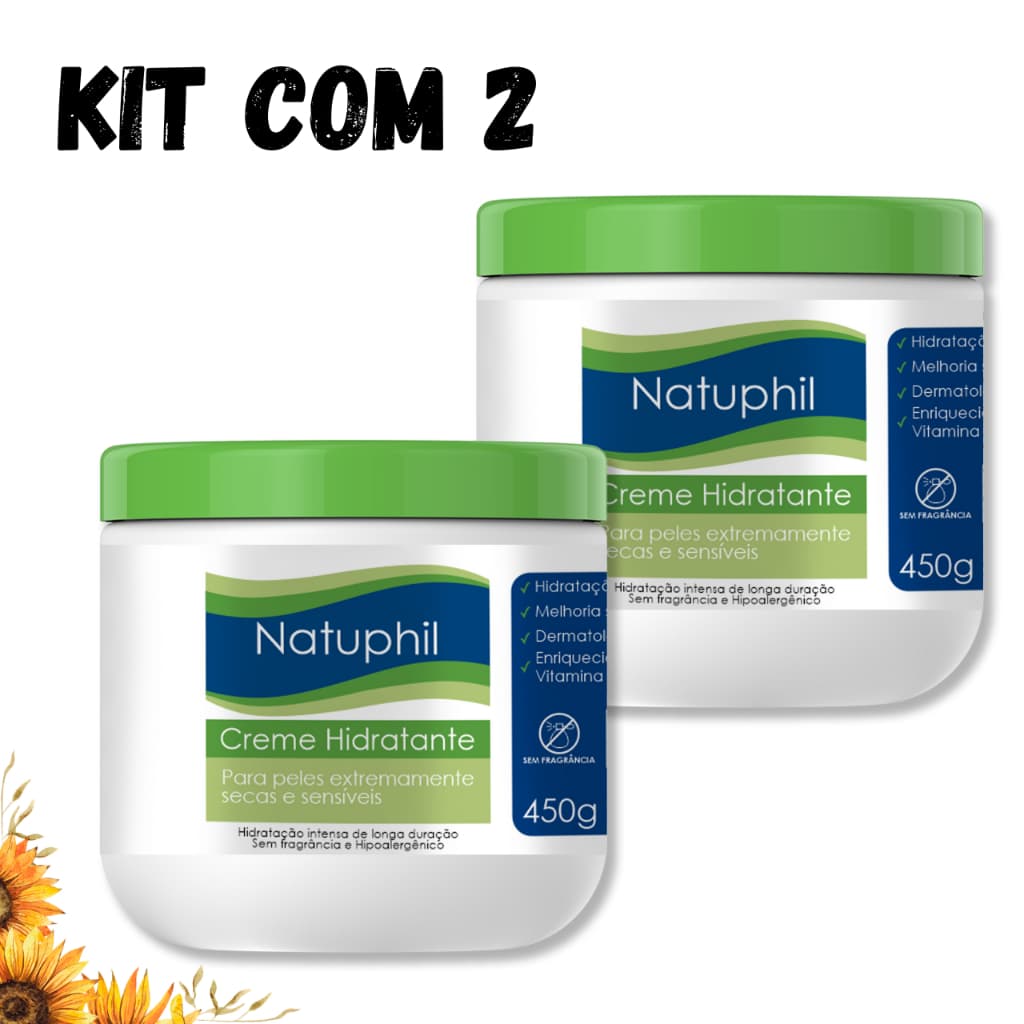 Kit Natuphil Creme Ultra Hidratante Para o Corpo Natuflores Vegano livre de parabenos Creme Hipoalergênico 450ml