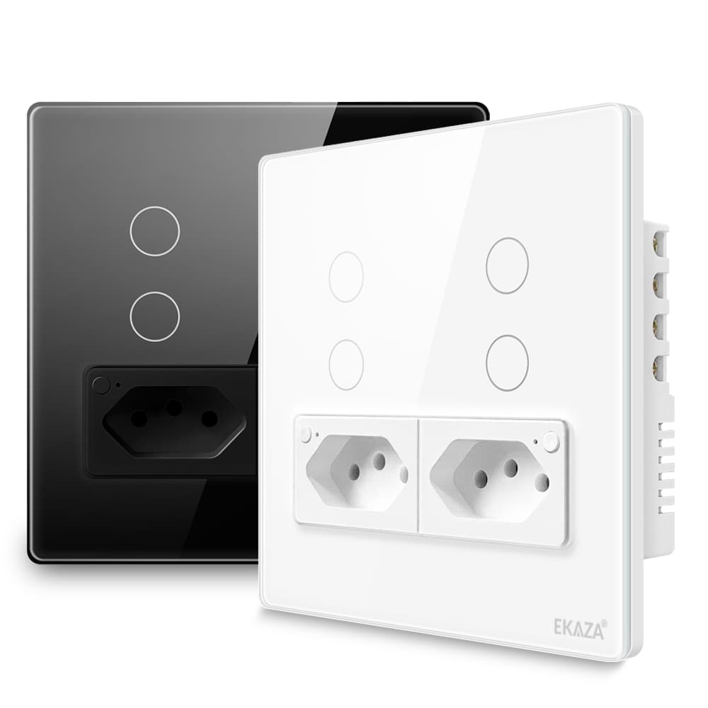 Interruptor Inteligente Wifi 4 Botões 2 Tomadas 4x4 3500W - Ekaza