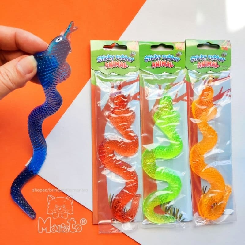 Kit 2 Mini Brinquedos Cobra Jacaré Animal Bicho Grudento