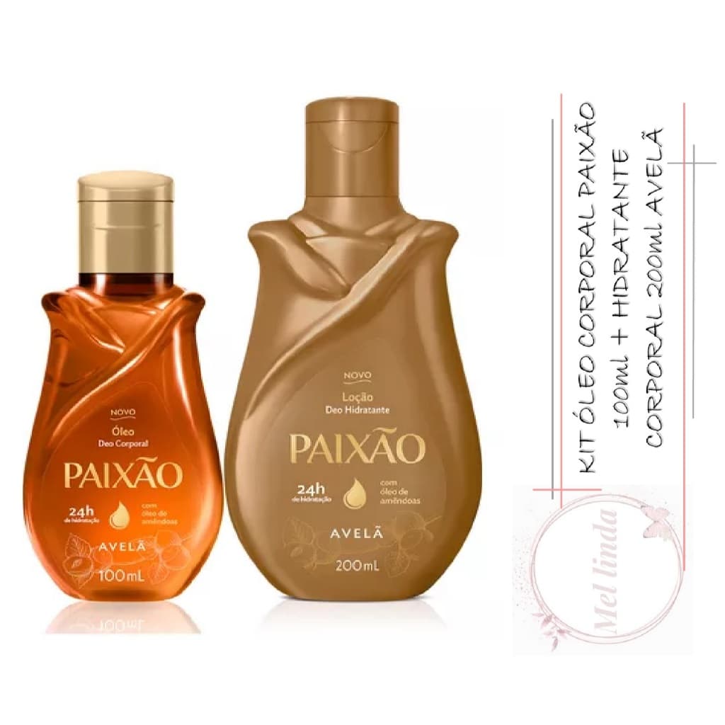 Kit Paixão Loção Hidratante 200ml + Óleo Corporal 100ml Avelã