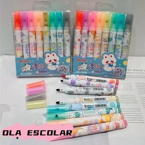Kit com 8 cores Marcador para Quadro Branco Caneta com Tinta Flutante Sai na Água Tatuagem Novidade..