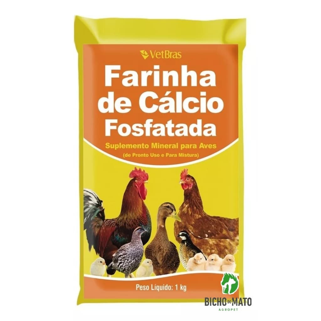 Farinha De Cálcio Fosfatada 1kg Suplemento Aves Poedeiras VetBras
