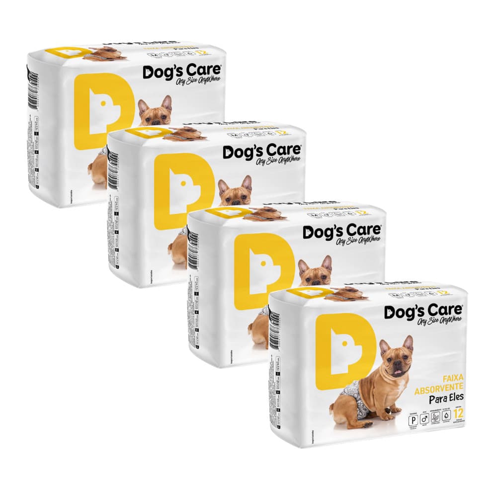 Kit Fralda Higiênica Pet p/ Cães Macho Dogs Care Tam P 48 Un