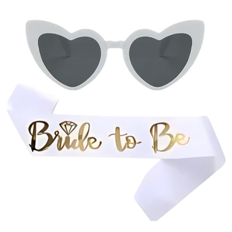 1 Faixa Bride To Be 1 óculos Coração Branco Despedida De solteiro