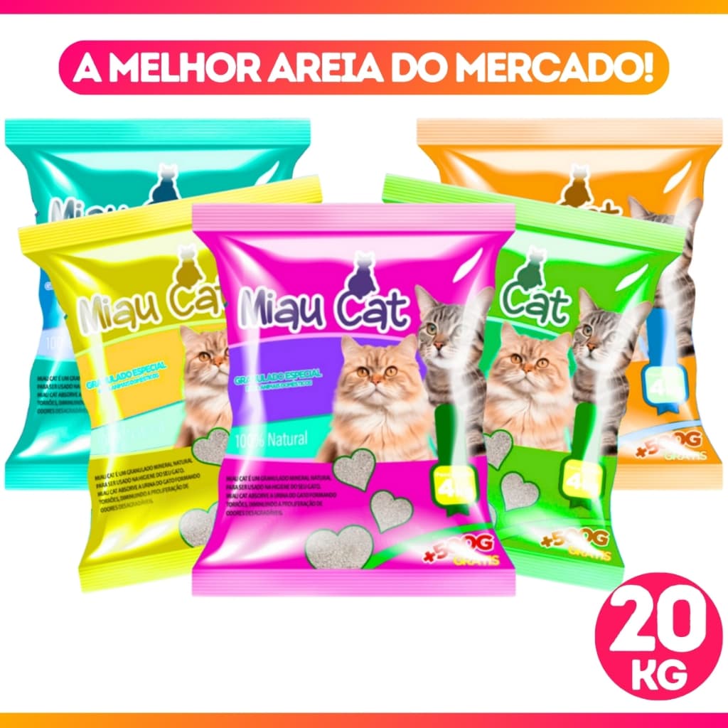 Kit Fardo *1 à 5* Pacotes de Areia Sanitária Forma Torrões Alta Absorção Granulado Perfumado Anti Odores