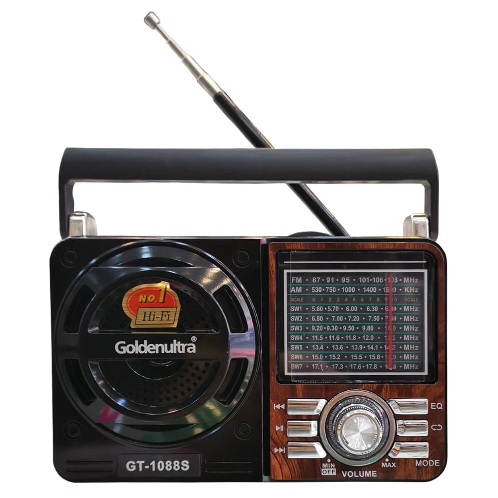 Rádio Retrô Vintage Portátil A Pilha E Tomada Am Fm Sw Pendrive Com Sd Usb GT-1088/GT-1088S