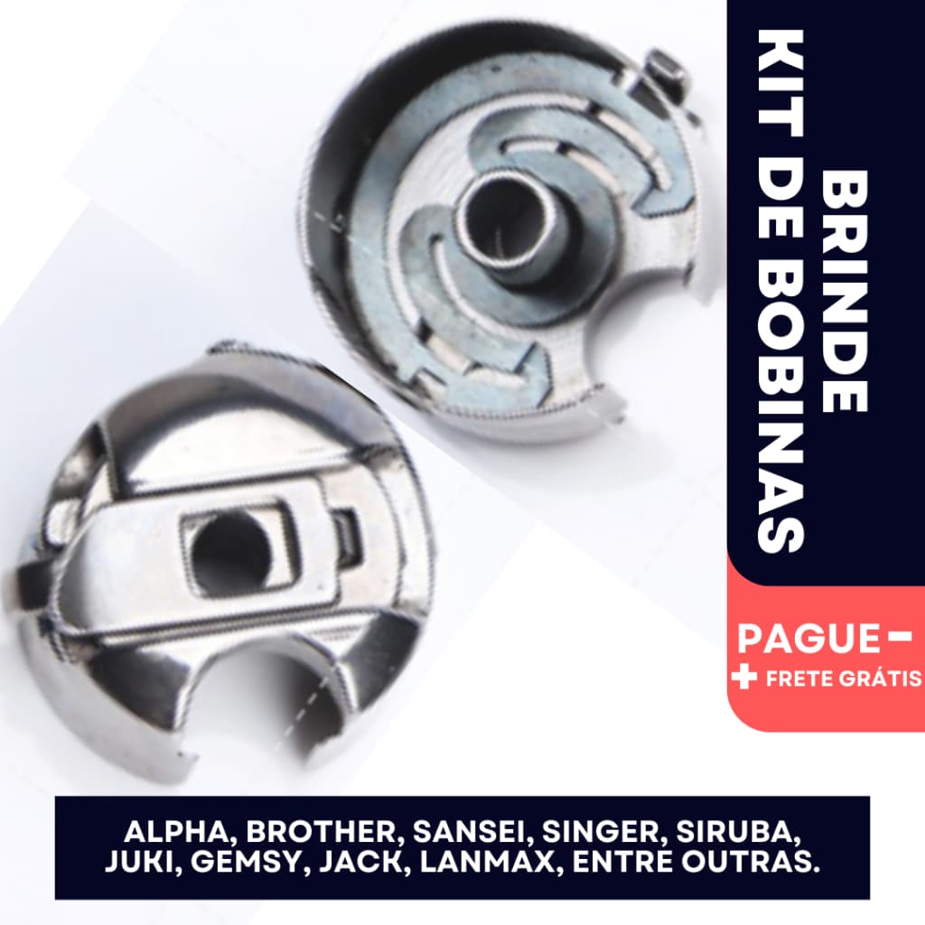 Caixa De Bobina Costura Reta Industrial Com Mola + 5 Bobinas Metal