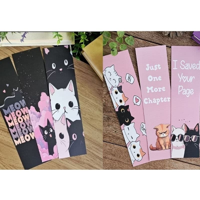 Kit com 3 Marcador de página Gato Cat gatinho meow Marca Marcador de Livro