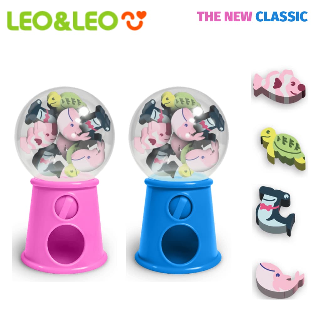 Mini Borracha Leo&Leo Fundo do Mar com Mini Máquina e 12 Borrachas em Formatos Fofo