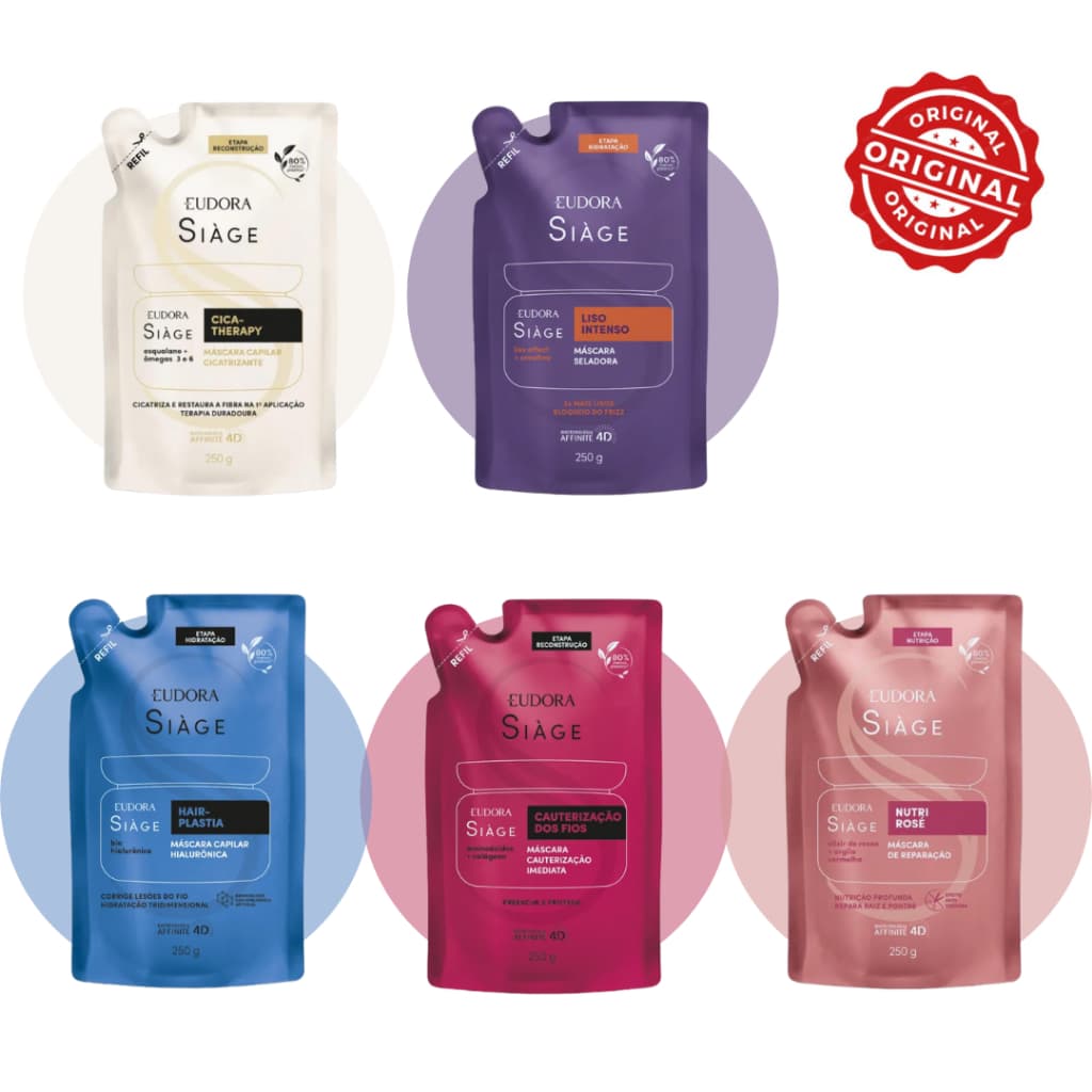 Eudora Siàge Máscara Refil Hair Plastia Cauterização Liso Intenso Cica Therapy Nutri Rose