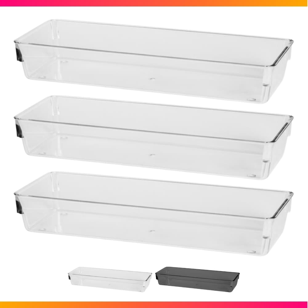 Kit 1, 2 ou 3 Organizador Acrílico Empilhável Para Cozinha Gaveta Escritório BPA Free Ideal ParaMaquiagem