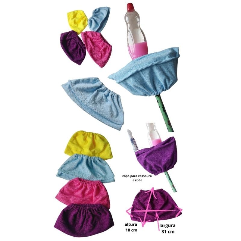 Kit C / 3 Capas Vassoura Rodo Pano De  Chão Microfibra Multiuso Reutilizável.