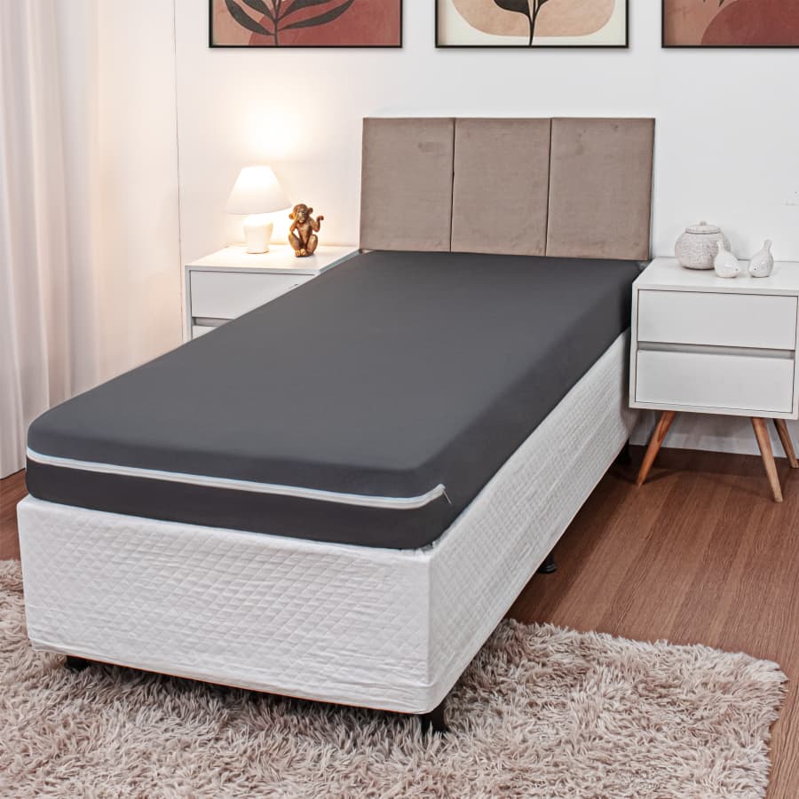 Capa Para Colchão Solteiro em Poliéster Malha Helanca/Gel com Ziper