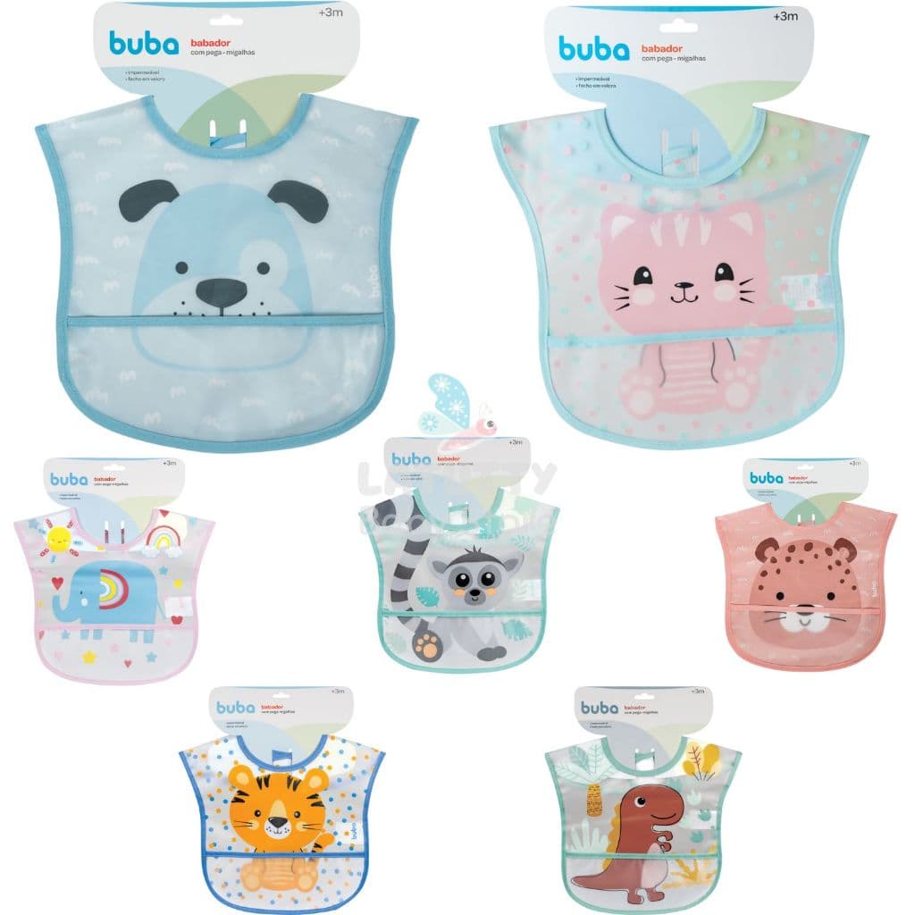Babador Impermeável Buba Com Bolso Pega Migalhas Babador Bebê