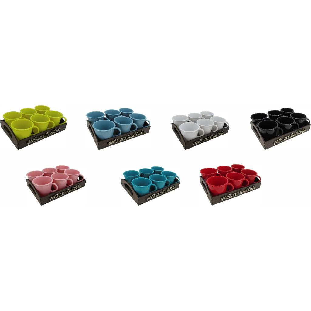 Bandeja Cantinho Do Café Com 6 Xícaras Acrílica 85 Ml