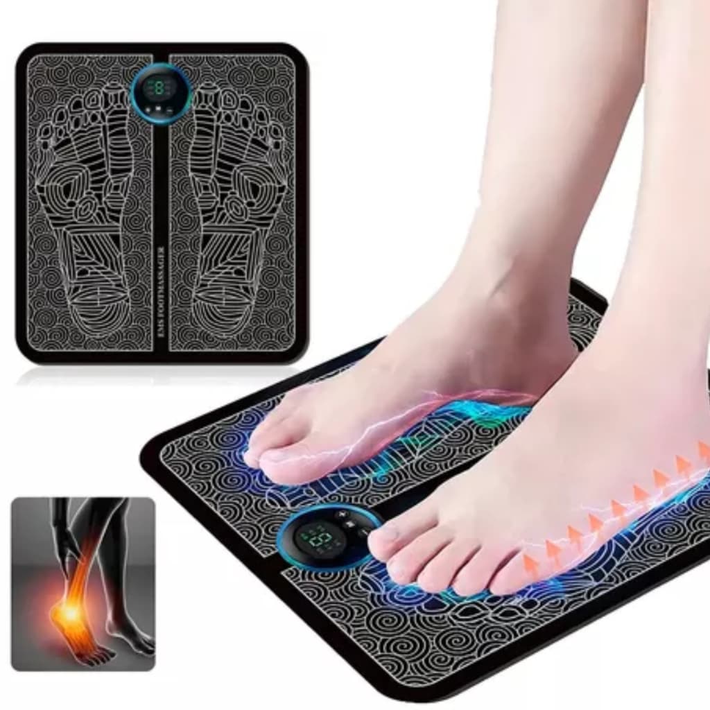 Tapete Elétrico Massagem Relaxante Dor Pés E Musculares Cor Preto