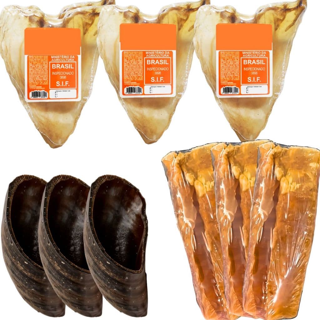 Mordedor Natural para Cães Casco Bovino Traqueia Bovina Orelha Bovina Sortidos