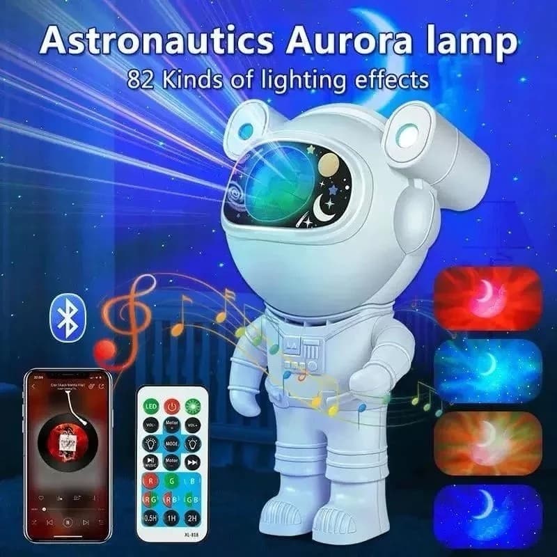 Luminaria Projetor De Luz Astronauta Lua Bluetooth Alto Falante Galaxy Ligth Estrelas Cor Da Estrutura Branco 110v/220v