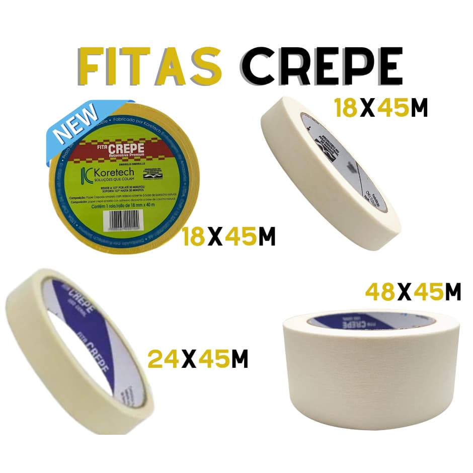 Fita Crepe Koretch 18 ; 24 ; 48 X 45M - Envio em menos de 24 horas !