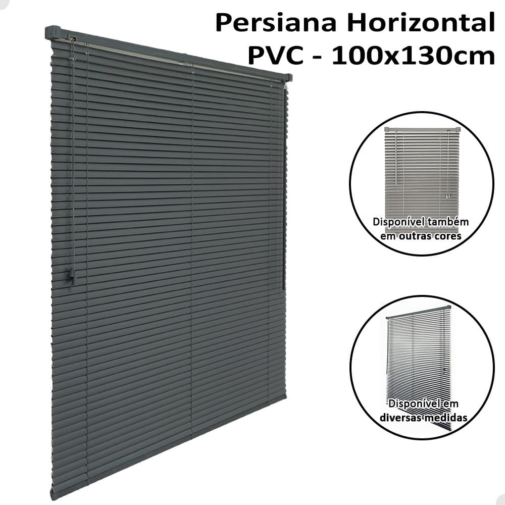 Persiana Horizontal 100x130cm PVC 25mm Cortina Sala Quarto