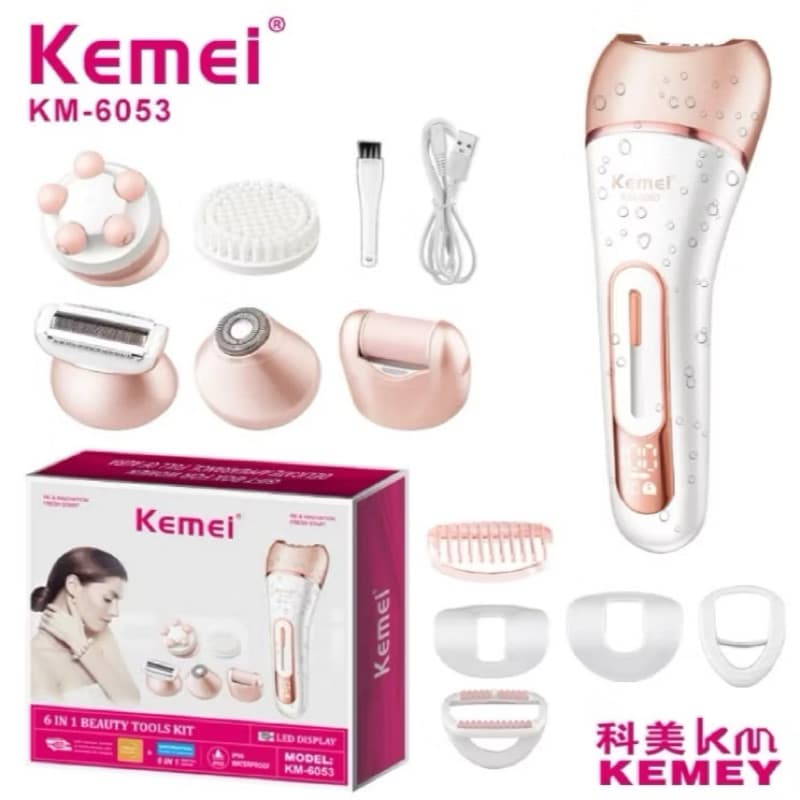 Kemei Depilador 6053  Feminino Elétrico, Barbeador Feminino, Perna Corpo Depilação Depilador KM 6053