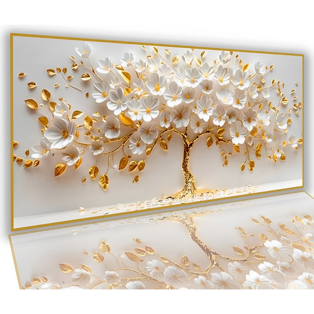 Quadro Decorativo 110x70 Grande Arvore Da Vida Petala Branca